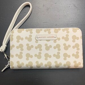 Disney Mickey Mouse Cream and Tan Wristlet